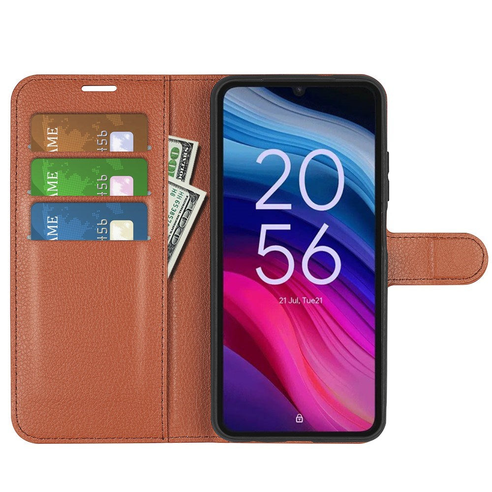 EIDERWOOD TCL 505 Litchi Faux Leather Flip Case with Wallet & Stand Function - Brown