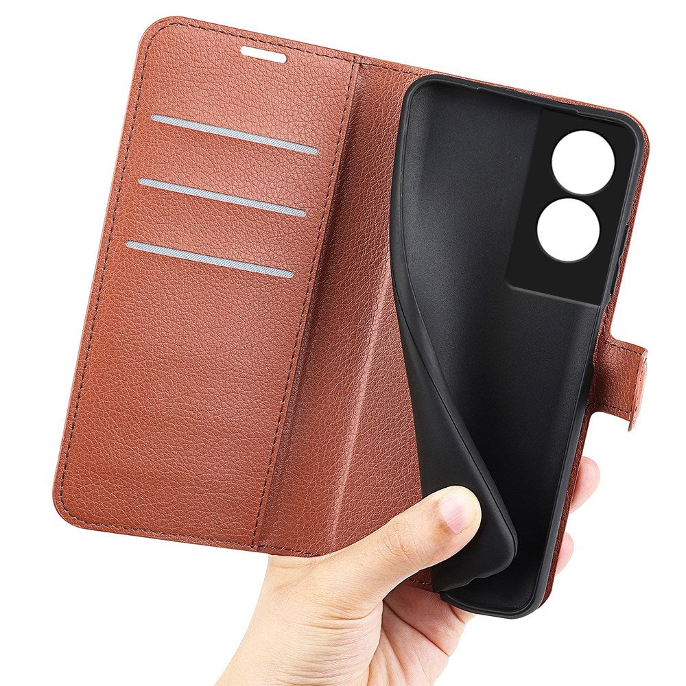 EIDERWOOD TCL 505 Litchi Faux Leather Flip Case with Wallet & Stand Function - Brown