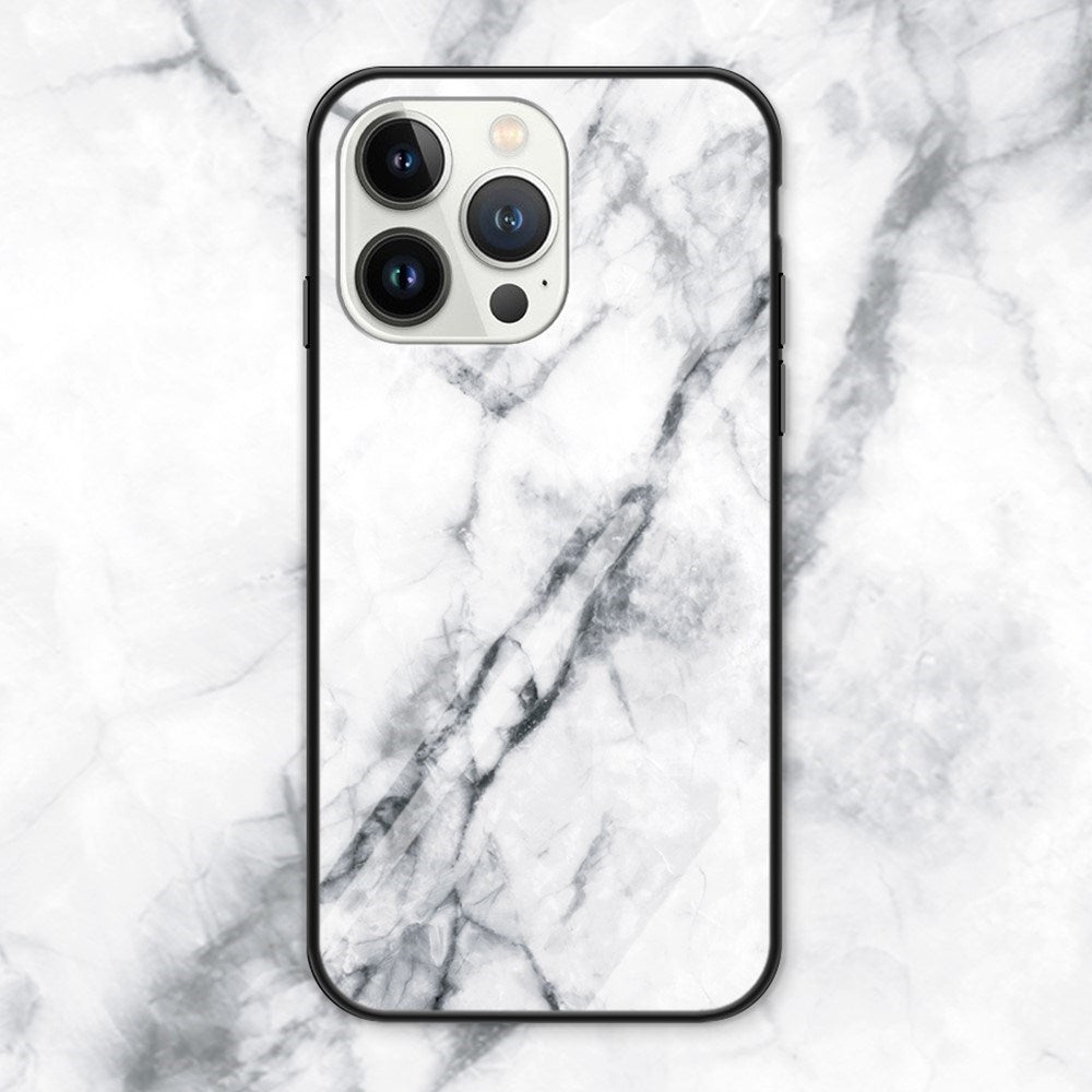 EIDERWOOD iPhone 16 Pro Max Case with Glass Back - White Marble