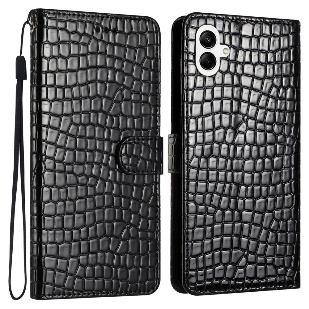 EIDERWOOD Samsung Galaxy A06 Flip Case With Crocodile Pattern - Vegan Leather - Black