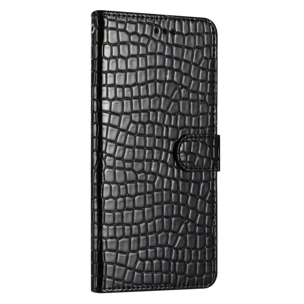 EIDERWOOD Samsung Galaxy A06 Flip Case With Crocodile Pattern - Vegan Leather - Black