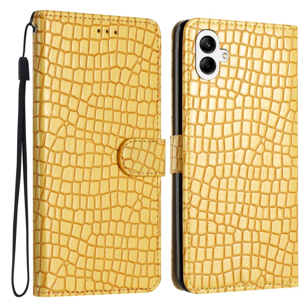 EIDERWOOD Samsung Galaxy A06 Flip Case With Crocodile Pattern - Vegan Leather - Yellow