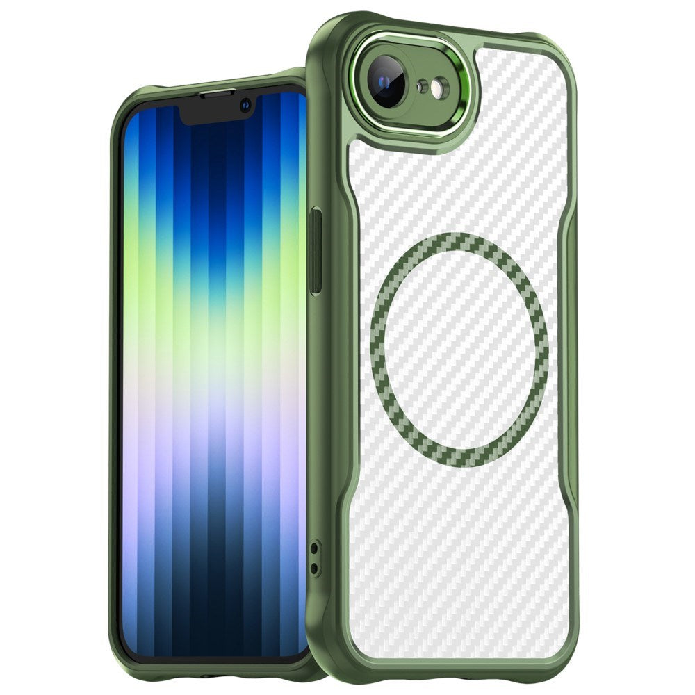 EIDERWOOD iPhone 16e Hybrid Carbon Case with Reinforced Corners - MagSafe Compatible - Green