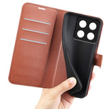 EIDERWOOD Xiaomi 14T Pro Litchi Leather Wallet Case - Brown