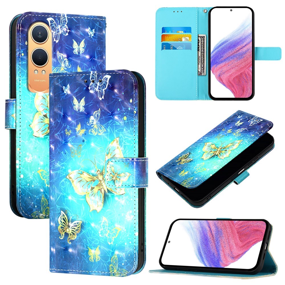 EIDERWOOD OnePlus Nord CE4 Lite (5G) Faux Leather Case with Wallet and Strap - Golden Butterflies