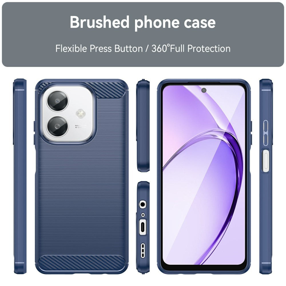 EIDERWOOD Oppo A60 / A40m / A40 Brushed Carbon Fiber Flexible Plastic Case - Blue