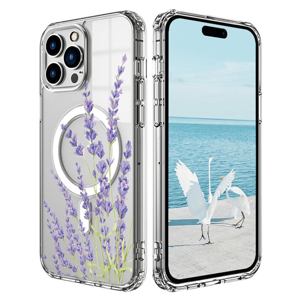EIDERWOOD iPhone 16 Pro Hybrid Plastic Case - MagSafe Compatible - Lavender Flowers