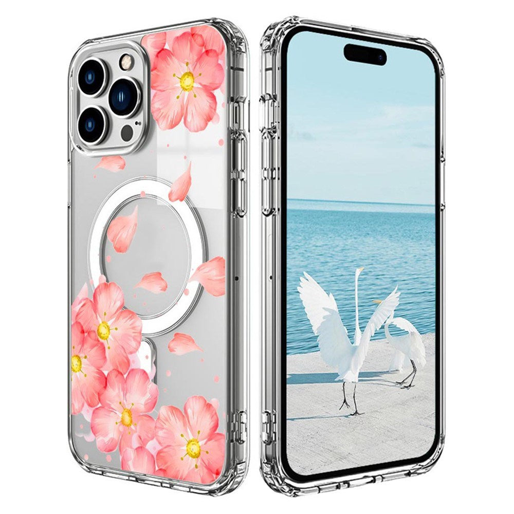 EIDERWOOD iPhone 16 Pro Hybrid Plastic Case - MagSafe Compatible - Pink Flowers