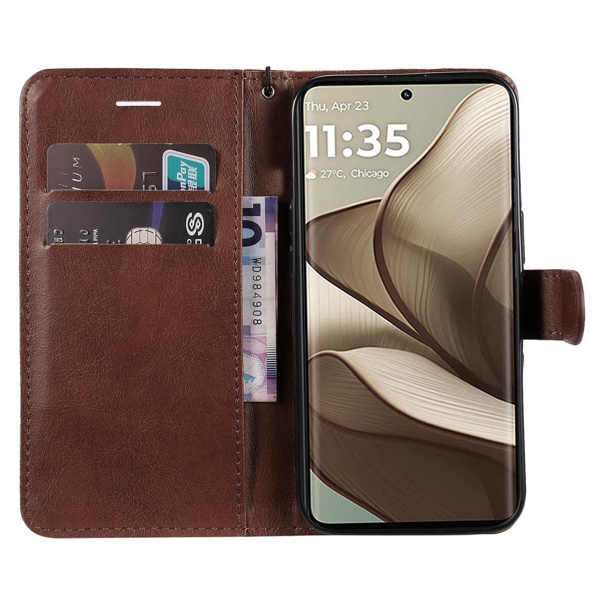 Motorola Edge 50 Wallet Flip Case in Leather with Wallet - Dark Brown