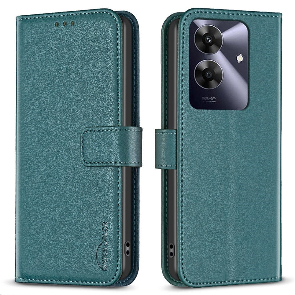Realme Note 60 / 60x (4G) / C63 (4G) / C61 (4G) Faux Leather Case with Stand Function & Card Holder - Green