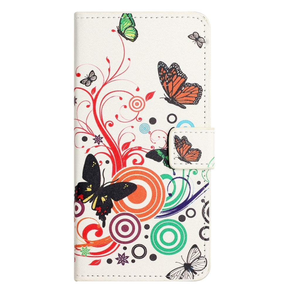 EIDERWOOD Motorola Moto G55 Flip Case with Card Holder and Stand Function - White / Butterflies