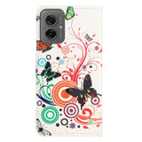 EIDERWOOD Motorola Moto G55 Flip Case with Card Holder and Stand Function - White / Butterflies