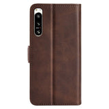 Sony Xperia 5 IV Leather Cover w. Card Holder & Magnetic Closure - Dark Brown