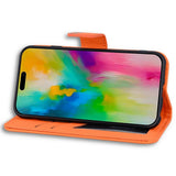 iPhone 16 Pro Faux Leather Flip Case with Character Design - Orange