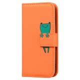 iPhone 16 Pro Faux Leather Flip Case with Character Design - Orange