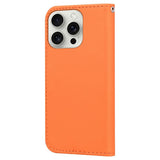 iPhone 16 Pro Faux Leather Flip Case with Character Design - Orange