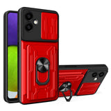 EIDERWOOD Samsung Galaxy A06 Magnetic Tough Case with Kickstand - Cam Slider - Card Holder - Black / Red