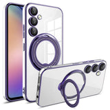 EIDERWOOD Samsung Galaxy A16 (4G/5G) Flexible Plastic Case with Kickstand - MagSafe Compatible - Transparent/Purple