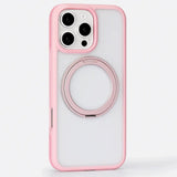 Torras iPhone 16 Pro Plastic Case with Rotatable Kickstand Ring - MagSafe Compatible - Pink / Transparent