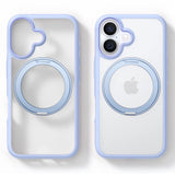 TORRAS iPhone 16 Hybrid Plastic Case with Rotatable Kickstand Ring - MagSafe Compatible - Transparent / Blue