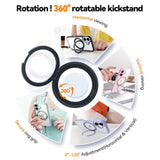 TORRAS iPhone 16 Hybrid Plastic Case with Rotatable Kickstand Ring - MagSafe Compatible - Transparent / Black