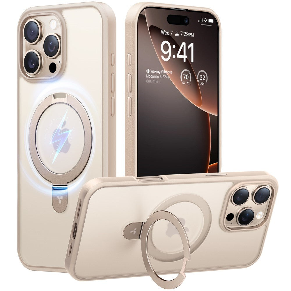 TORRAS iPhone 16 Pro Max Guardian Ostand Series Case with Kickstand - MagSafe Compatible - Rose Gold