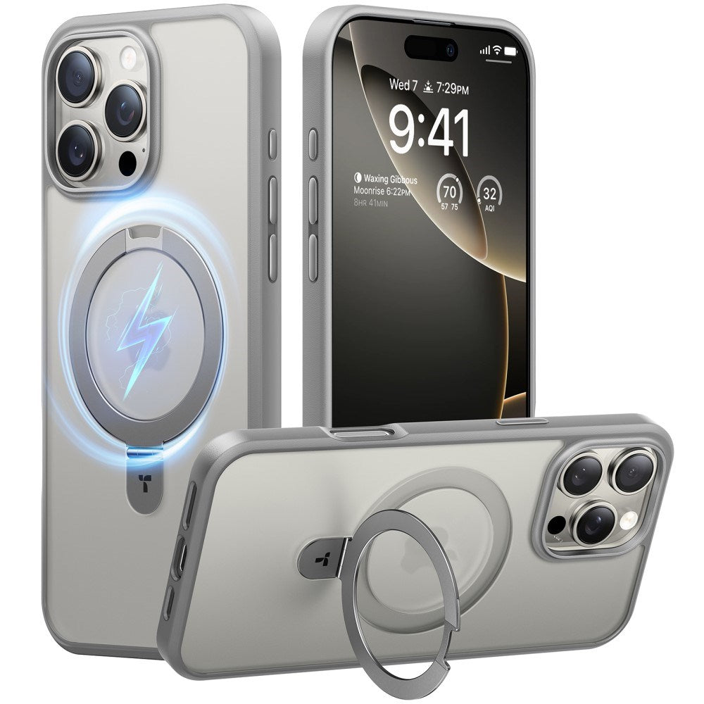 TORRAS Guardian Ostand Series iPhone 16 Pro Case with MagSafe and Kickstand - Grey