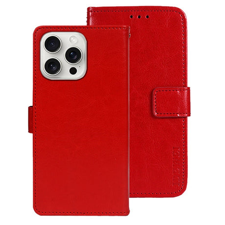 EIDERWOOD iPhone 16 Pro Max Faux Leather Flip Case with Wallet & Stand Function - Red