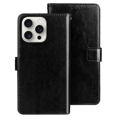 EIDERWOOD iPhone 16 Pro Faux Leather Flip Case with Wallet & Stand Function - Black