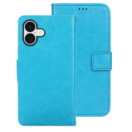 EIDERWOOD iPhone 16 Plus Faux Leather Flip Case with Wallet & Stand Function - Light Blue