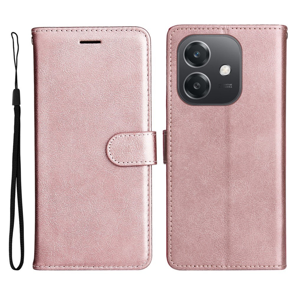 EIDERWOOD Oppo A60 / A40m / A40 Faux Leather Flip Case with Strap - Rose Gold