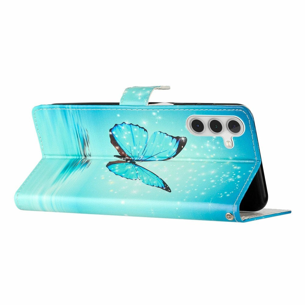 EIDERWOOD Samsung Galaxy S25+ (Plus) Flip Case with Card Holder & Strap - Blue Butterfly