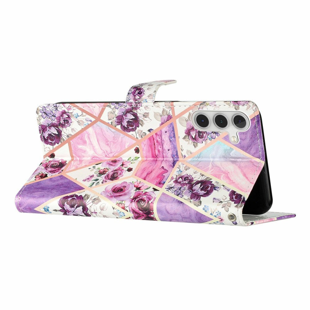 EIDERWOOD Samsung Galaxy S25+ (Plus) Flip Case with Card Holder & Strap - Purple Marble