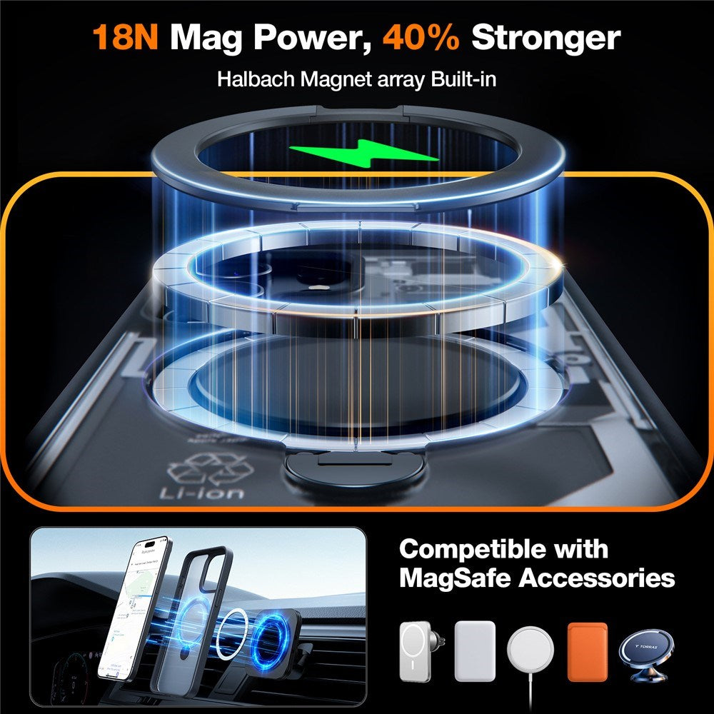 iPhone 15 Pro TORRAS Case with Kickstand - MagSafe Compatible - Black