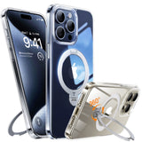 TORRAS iPhone 15 Pro Hybrid Plastic Case with Stand Function - MagSafe Compatible - Transparent
