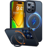 TORRAS iPhone 15 Pro Hybrid Plastic Case with Kickstand - MagSafe Compatible - Black