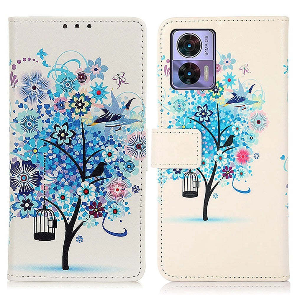 Motorola Edge 30 Neo Leather Wallet Case - Blue Tree