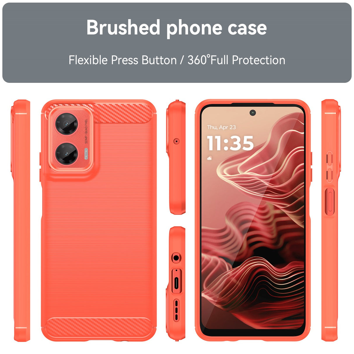 EIDERWOOD Motorola Moto G35 5G Case Carbon Fiber Texture - Red