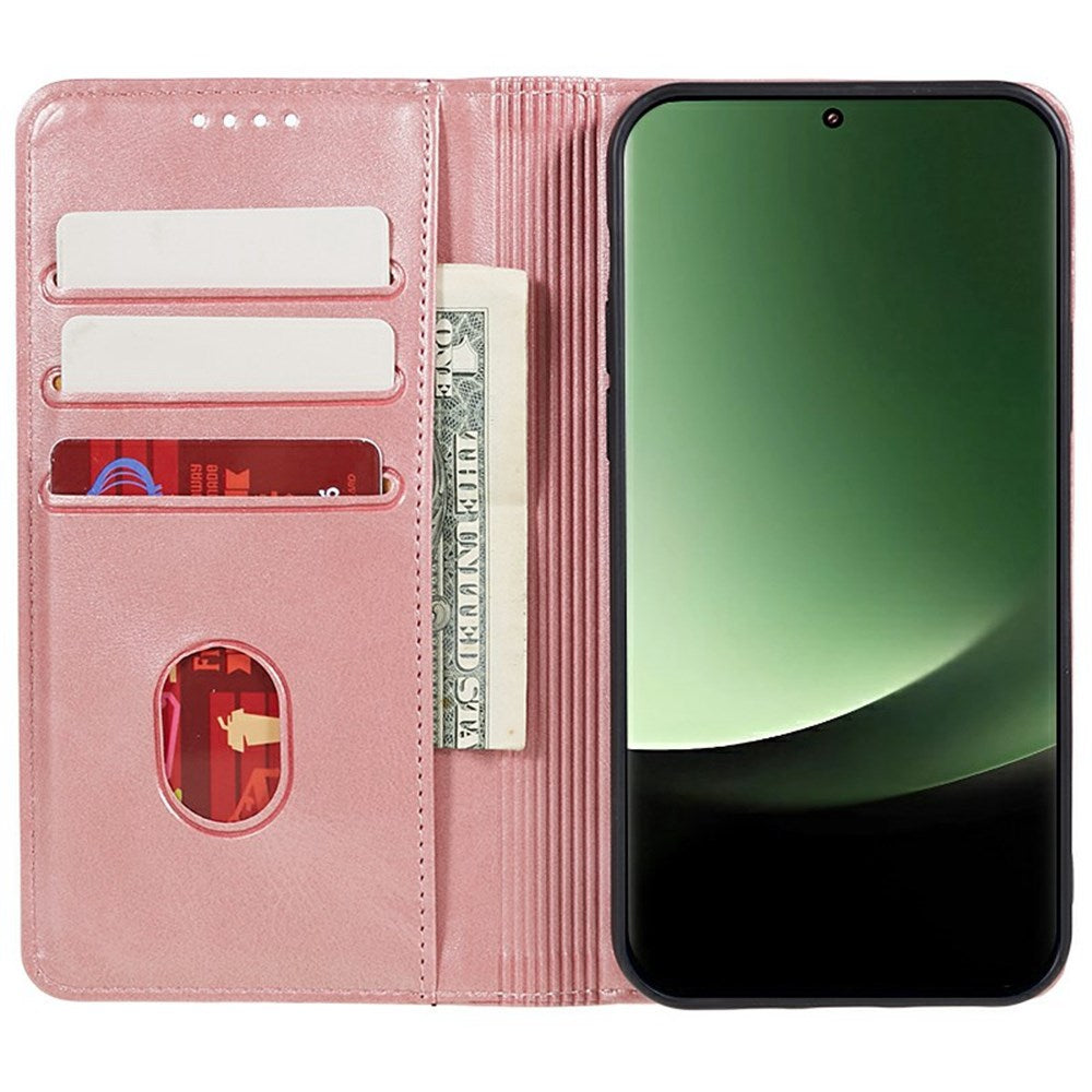 EIDERWOOD Xiaomi Redmi Note 14 Pro 5G Leatherette Case with Card Holder & Magnetic Closure - Rose Gold