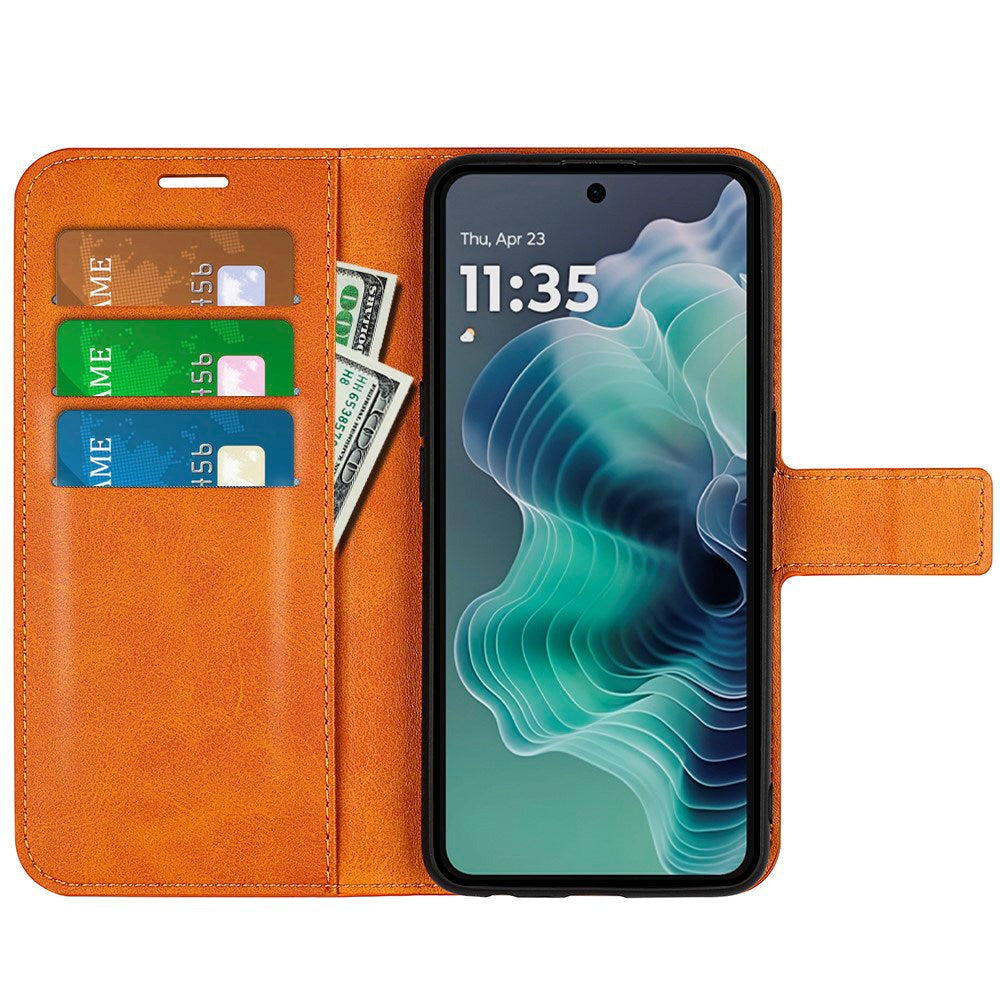 Practical Flip Case for Motorola Moto G35 5G in PU Leather - Orange