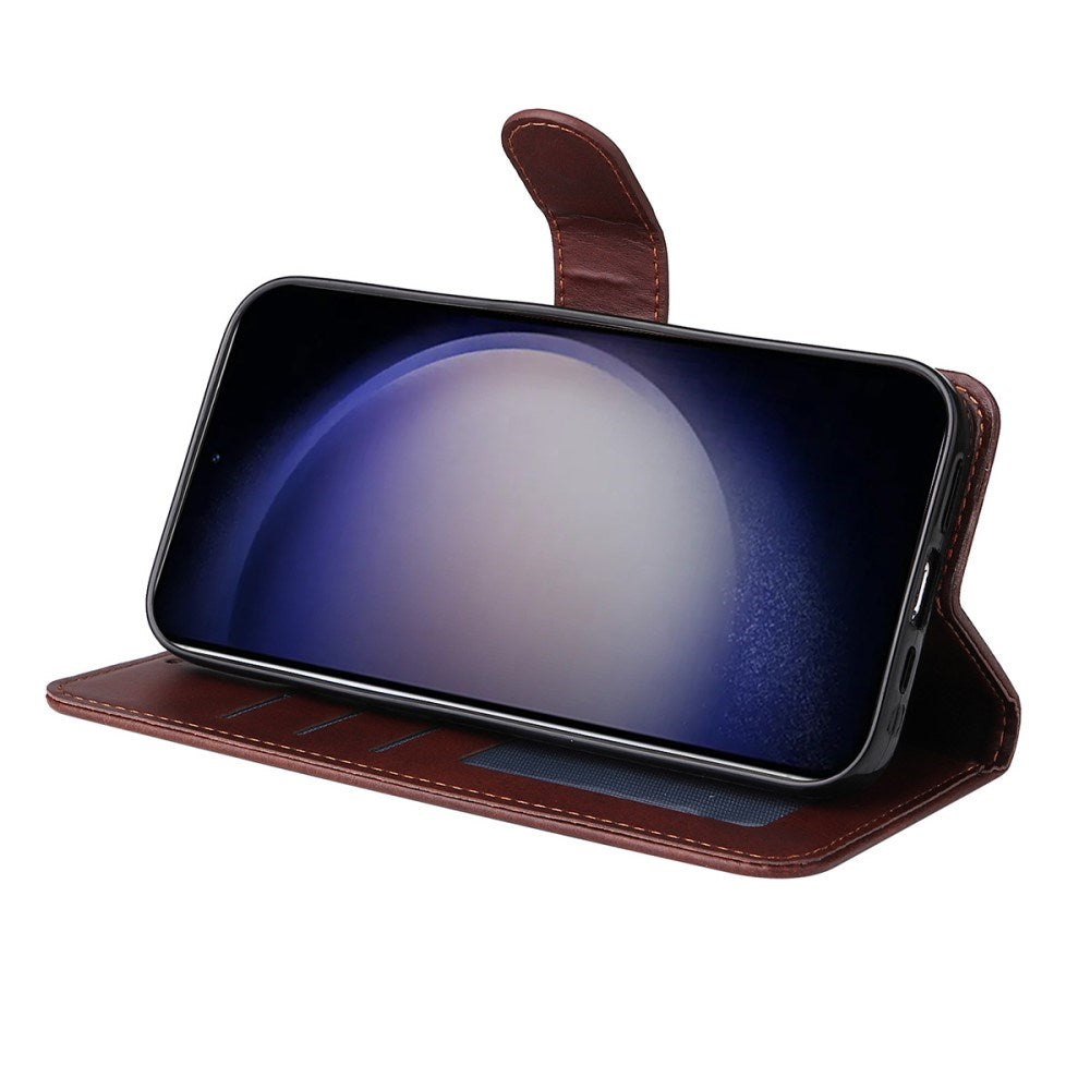 EIDERWOOD Samsung Galaxy S25+ (Plus) / 24+ (Plus) 2-in-1 Faux Leather Flip Case with Screen Protector Glass - Red