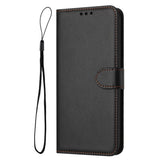 EIDERWOOD Samsung Galaxy S25 Ultra Vegan Leather Flip Case with Removable Strap - Black