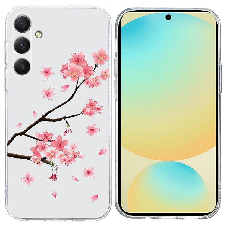 EIDERWOOD Samsung Galaxy S25 FE Flexible Plastic Case with Motif - Transparent / Pink Flowers