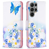 EIDERWOOD Samsung Galaxy S25 Ultra Faux Leather Case with Wallet & Stand Function - Butterfly and Flowers