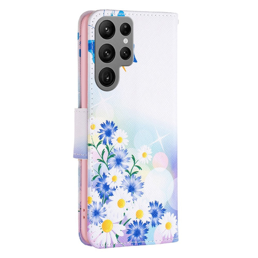 EIDERWOOD Samsung Galaxy S25 Ultra Faux Leather Case with Wallet & Stand Function - Butterfly and Flowers