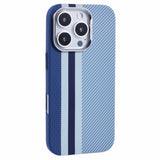 EIDERWOOD Patterned Carbon Case - iPhone 16 Pro - MagSafe Compatible - Blue Stripes