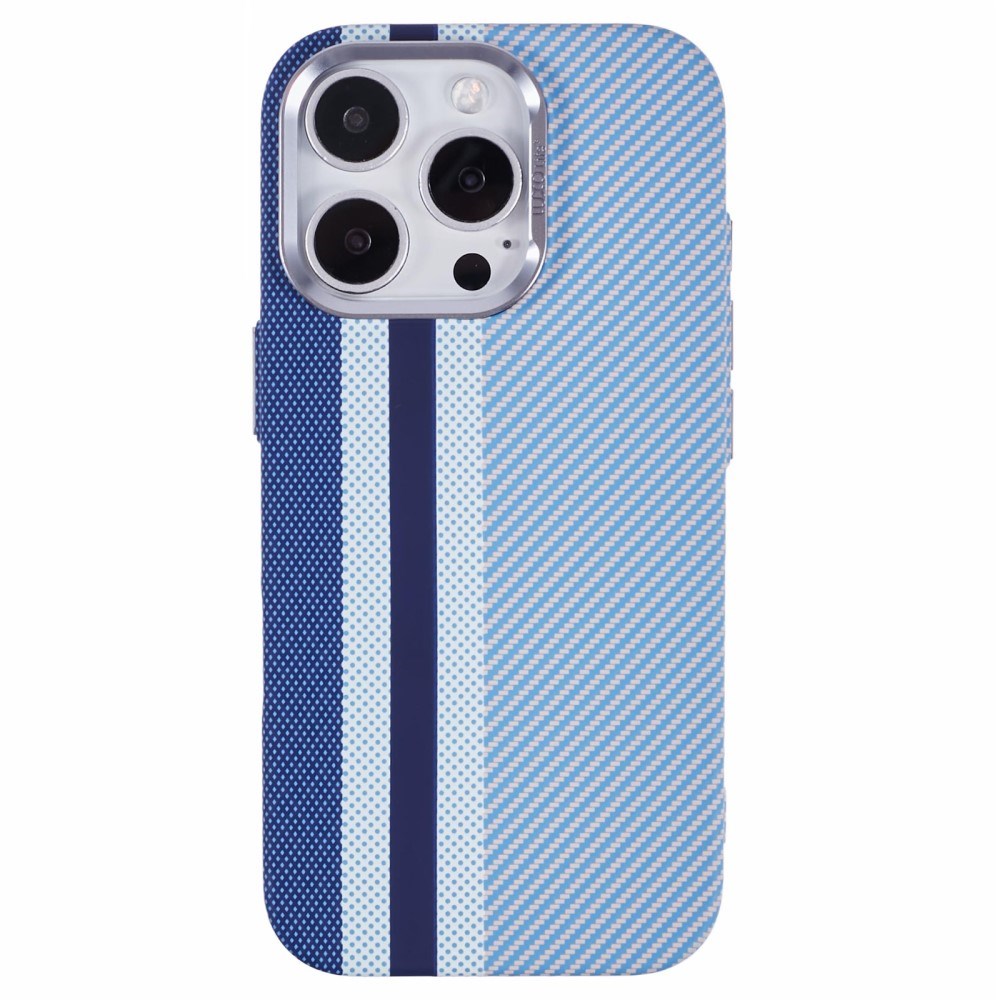 EIDERWOOD Patterned Carbon Case - iPhone 16 Pro - MagSafe Compatible - Blue Stripes