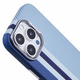 EIDERWOOD Patterned Carbon Case - iPhone 16 Pro - MagSafe Compatible - Blue Stripes