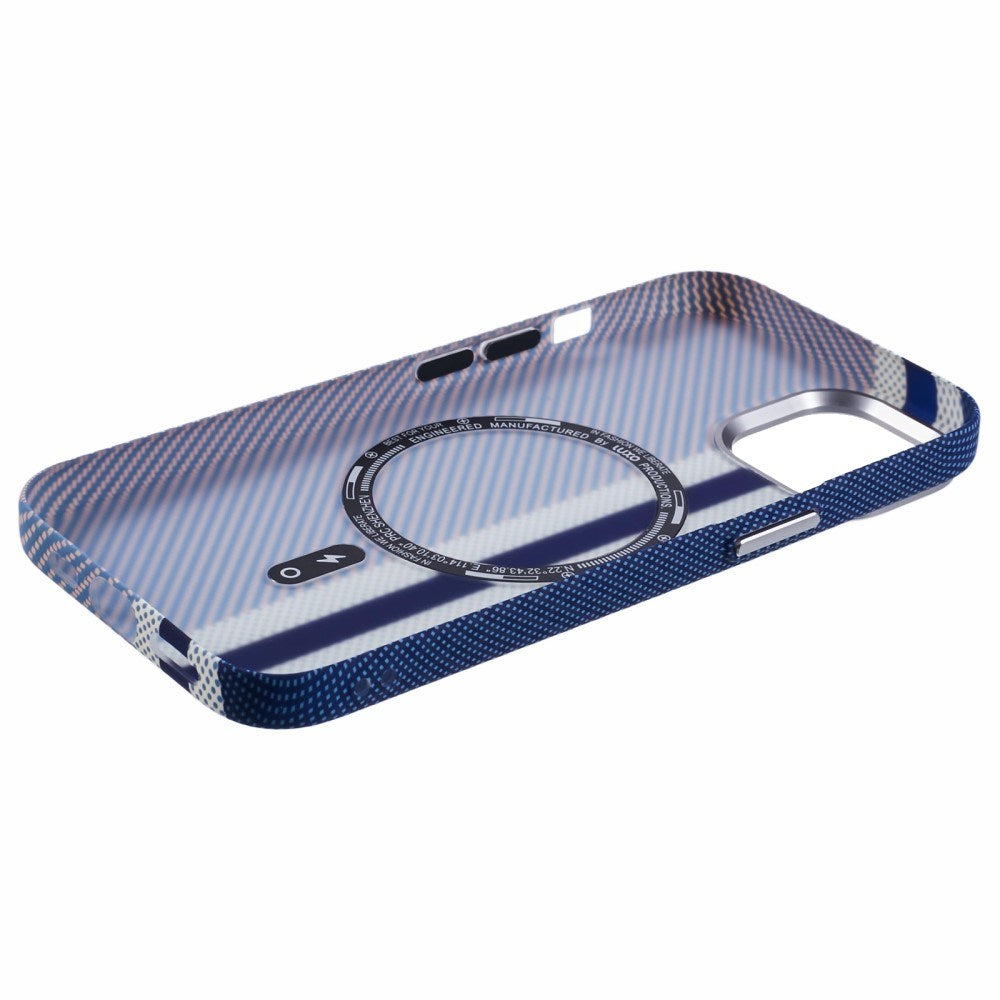 EIDERWOOD Patterned Carbon Case - iPhone 15 - MagSafe Compatible - Blue Stripes