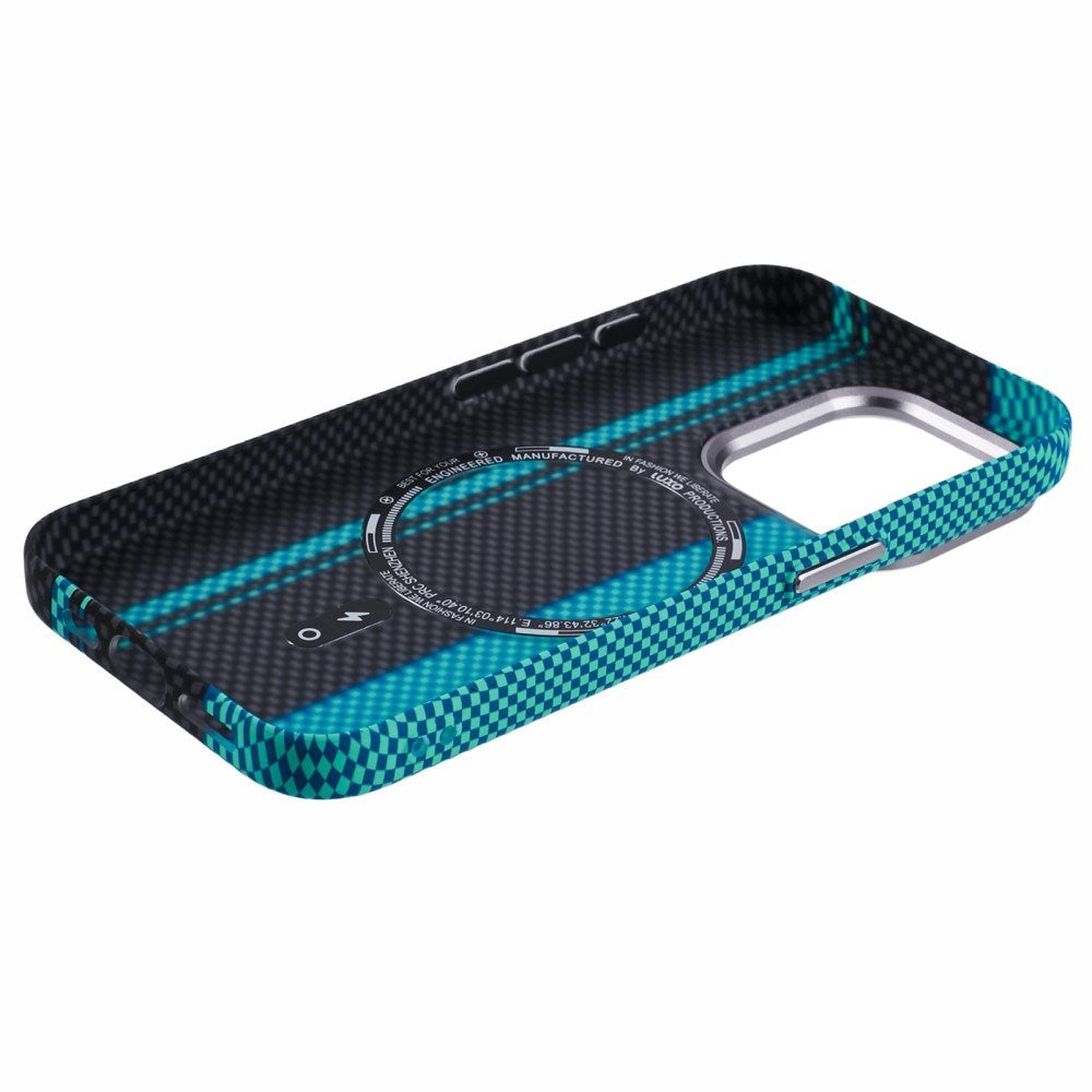 EIDERWOOD Patterned Carbon Case - iPhone 15 Pro - MagSafe Compatible - Blue/Black